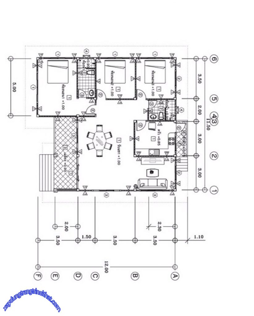 Mẫu Nhà Cấp 4 Mẫu Nhà Cấp 4 Mái Thái 3 Phòng Ngủ 2 Phòng Tắm 140m²