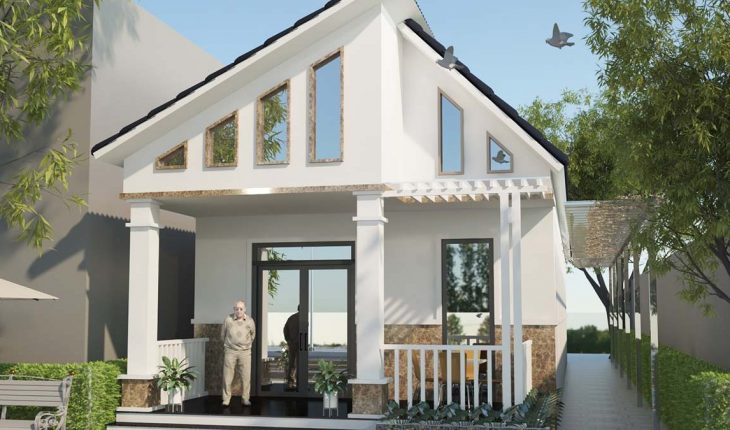 Mẫu nhà cấp 4 mái lệch 08