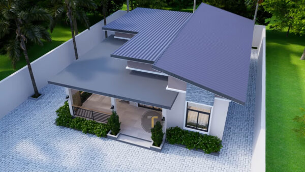 Nhà cấp 4 Mái Lệch Diện Tích 9x11m Thiết Kế 3 Phòng Ngủ Hiện Đại