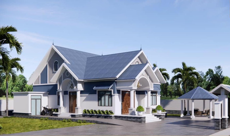 Mẫu Nhà Cấp 4 Mái Thái Diện Tích 8x20m Thiết Kế 4 Phòng Ngủ