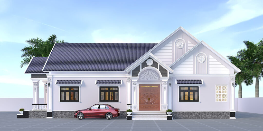 Mẫu Nhà Cấp 4 Mái Thái Diện Tích 6x22m Thiết Kế 3 Phòng Ngủ