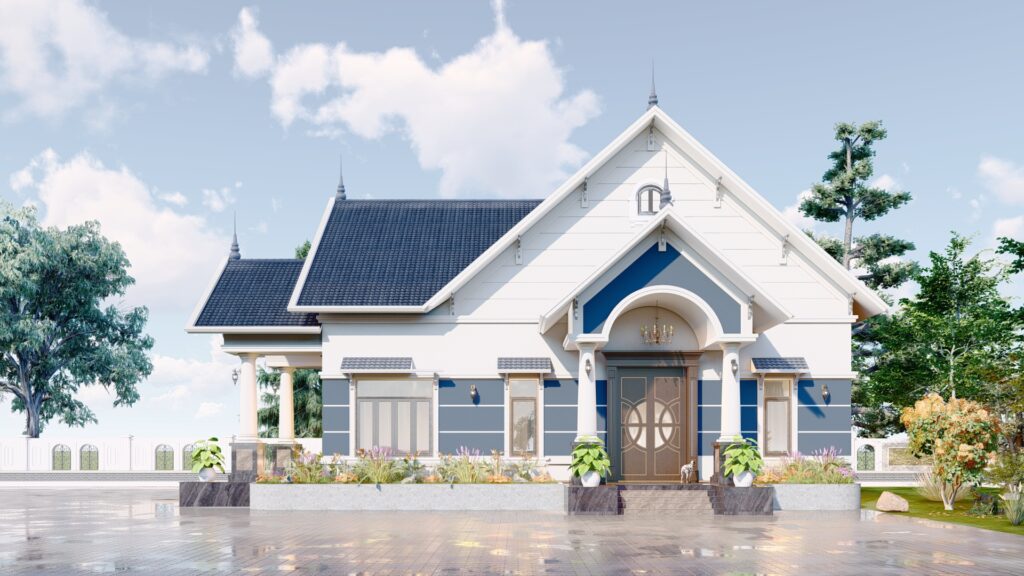 Mẫu Nhà Cấp 4 Mái Thái Diện Tích 6x18m Thiết Kế 3 Phòng Ngủ