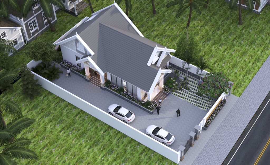 Mẫu Nhà Cấp 4 Mái Thái Diện Tích 7x20m Thiết Kế 3 Phòng Ngủ