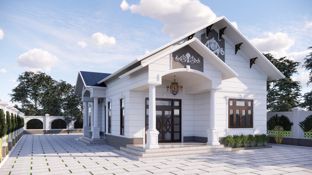 Mẫu Nhà Cấp 4 Mái Thái Diện Tích 8x16m Thiết Kế 3 Phòng Ngủ