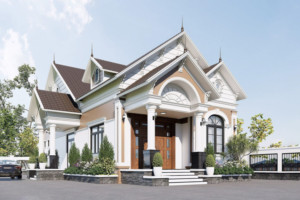 Mẫu Nhà Cấp 4 Mái Thái Diện Tích 8x18m Thiết Kế 3 Phòng Ngủ